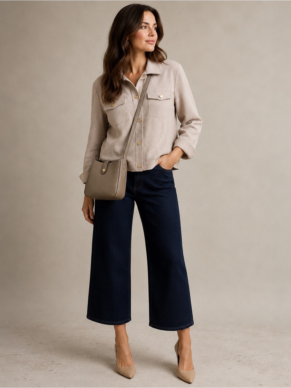Ann Taylor Factory Dark Wash Trouser Jeans Cropped Wide Leg Pants EUC